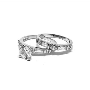 1.45ctw New White Sapphire Gold Overlay Ring w/Diamonds (1.45CTW) Size 6